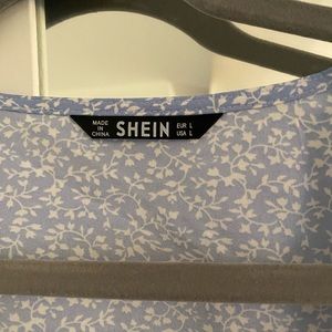 Blue floral tie up shirt